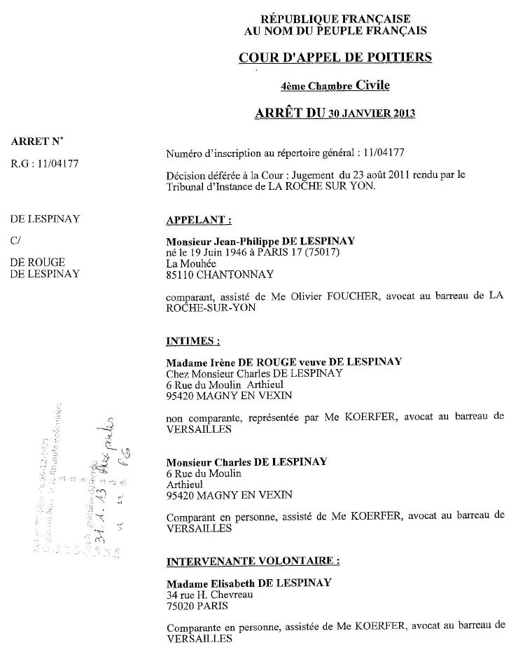 Comparants cour d'appel contre Charles tuteur