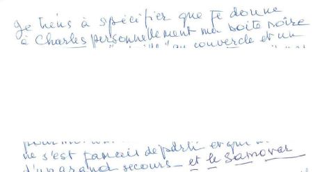 Don du samovar à Charles ds testament originel de Maman