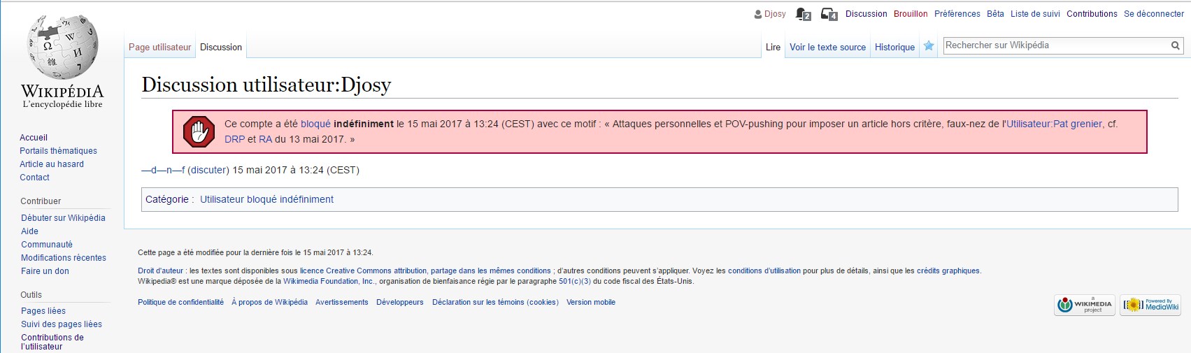 Blocage infini Wikipedia