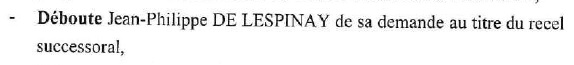 Extrait jugement Pontoise 'JPL débouté sur le recel successoral' 09.03.2020