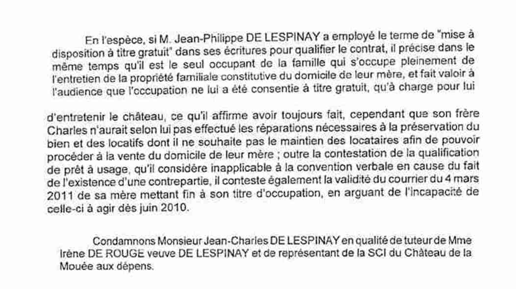 Extraits jugement expulsion attestant de l'entretien fait par JPL et du non entretien par Charles + condamnation
